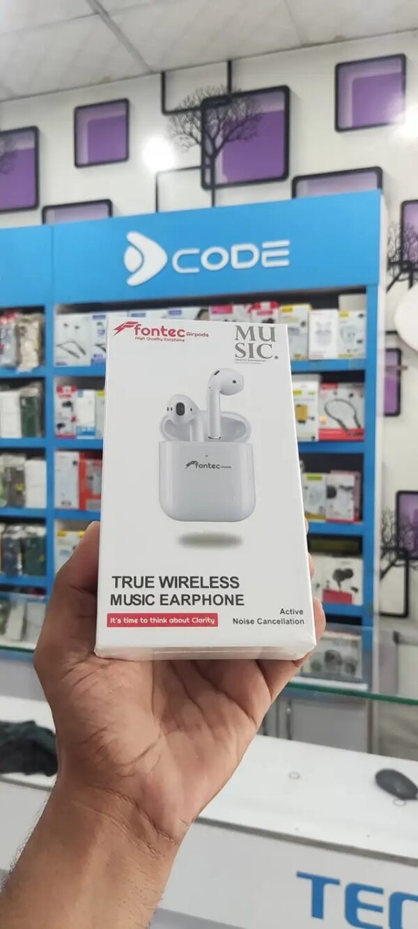 Fontec Airpods Music True Wireless Bluetooth 5.3 Earphones | Noise Cancellation | Touch Control | 30mAh Earbud + 300mAh Charging Case | High Quality TWS Headset