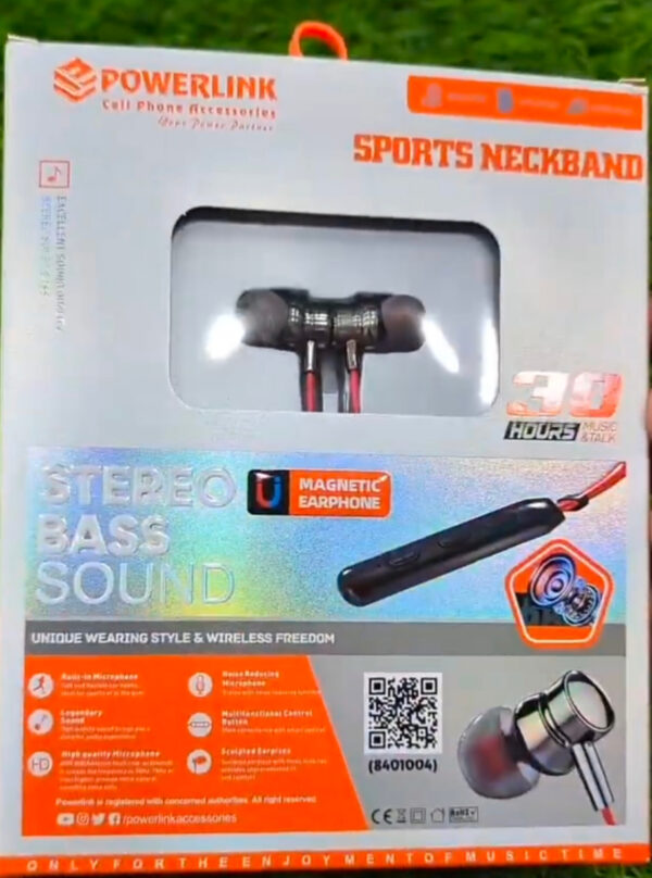 Powerlink Sono Sports Neckband | Wireless Neckband Earphones & Bluetooth Headphones | 30 Hours Playtime, Music & Calls | Powerlink Neckband Headphones with SD Card