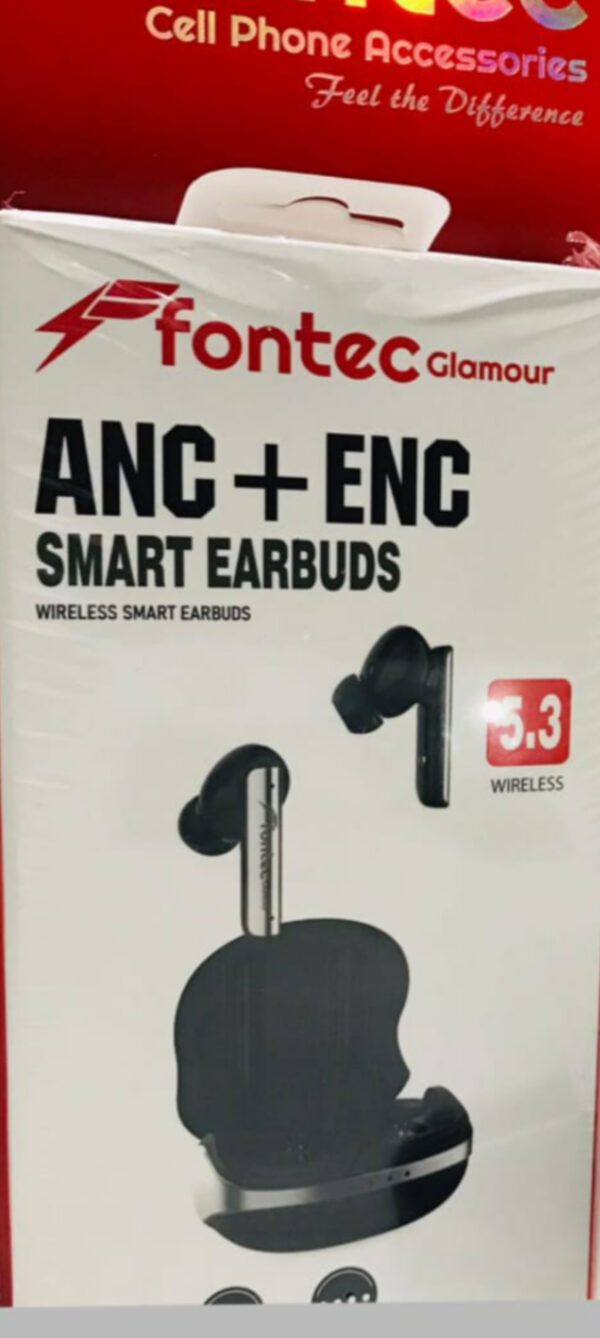 Fontec Glamour ANC+ENC Wireless Smart Earbuds | Bluetooth 5.3 | Noise Cancelling | 360mAh Battery | Deep Bass | 260H Standby | Black