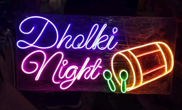 Dholki Night" LED Neon Light Sign Board