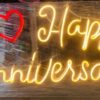 Happy Anniversary" LED Neon Light Sign Board – Multicolor