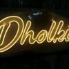 Dholki" LED Neon Light Sign Board – Multicolor (Warm Yellow & Pink) Acrylic Wall Mounted Wedding Decor, Perfect for Mehndi, Barat, Walima, Bridal Shower & Engagement Party Backdrop, Plug & Play Indoor Decoration
